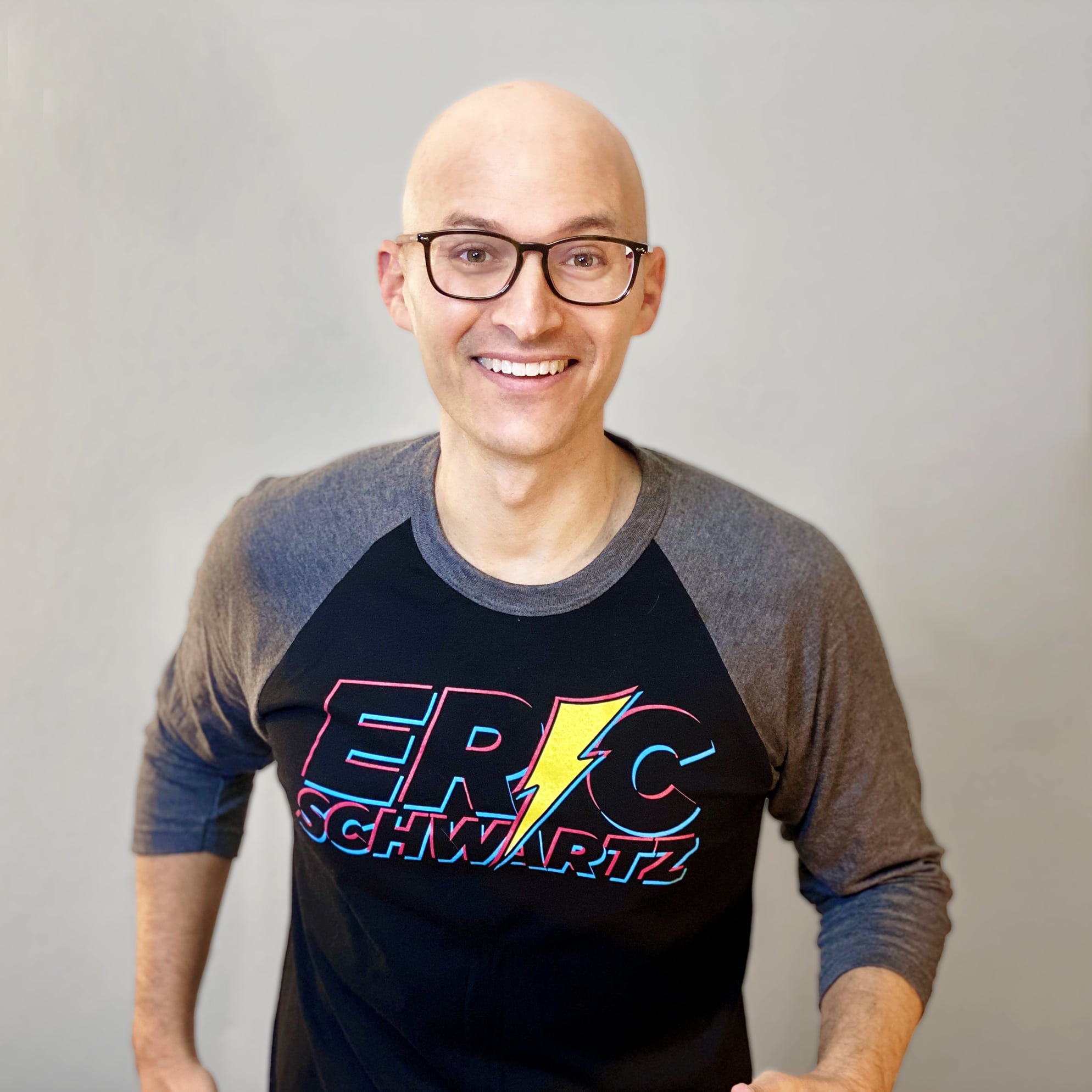 Eric Schwartz Lightning Bolt Logo Baseball Tee